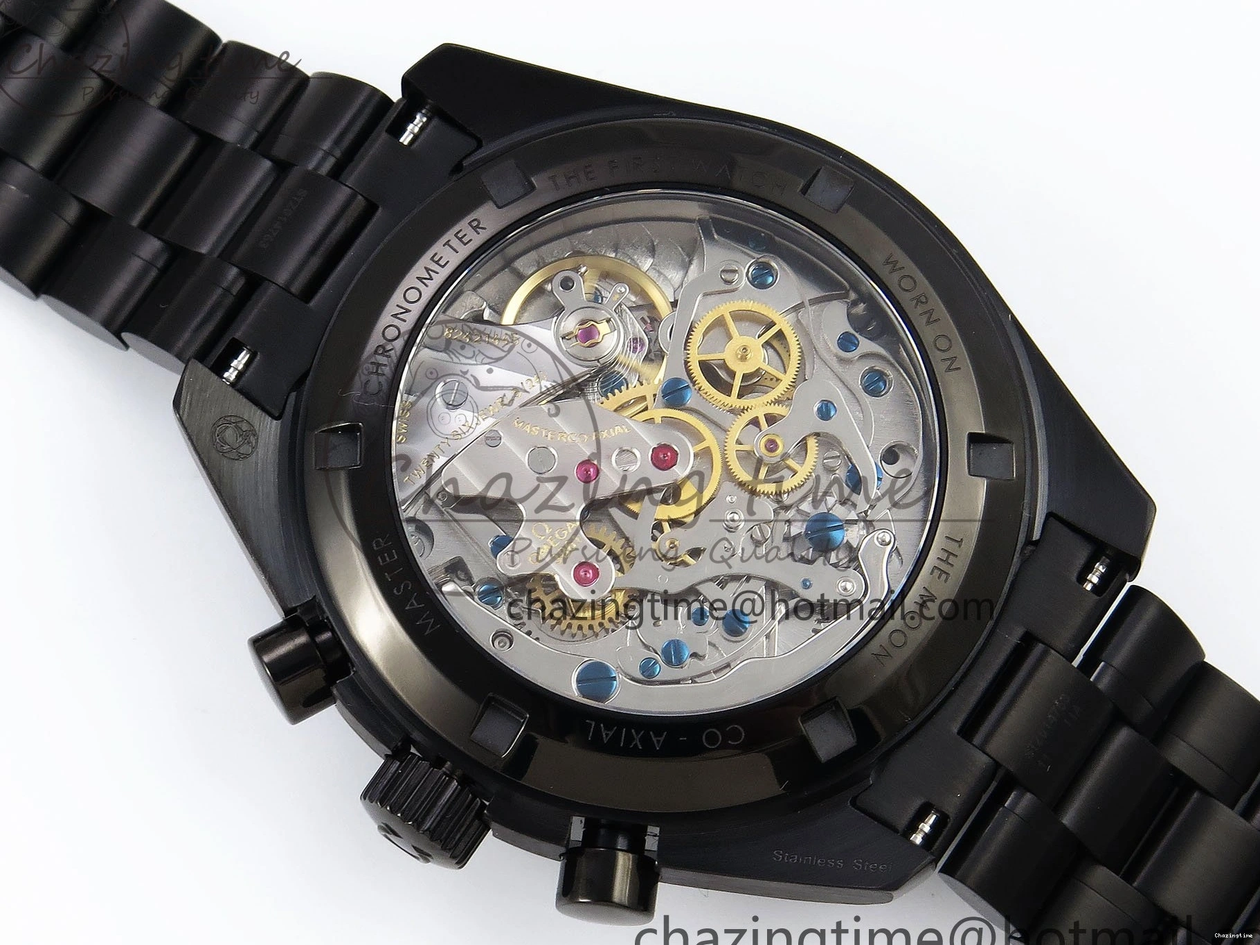 0413 Speedmaster Black Benom PVD Moon RMF Best Edition on PVD Bracelet Lemania HW WrinkleFree 7727